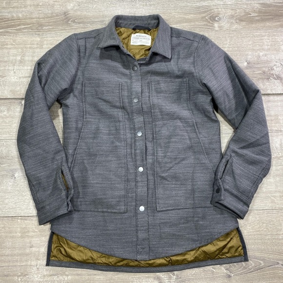 REI Cooperative Other - REI‎ Co-op Jacket Mens Small Gray Herringbone Quilted Snap Shirt Lined Insulated